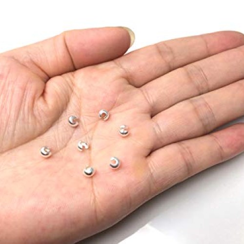 50pcs 925 Sterling Silver 4mm 0.16 Inch Crimp Bead K...