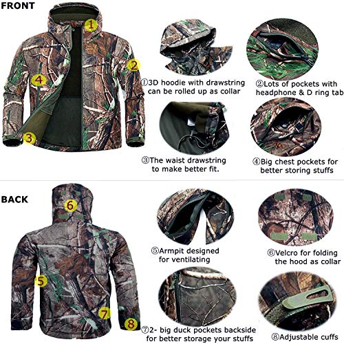 ADAFAZ Hunting Jackets & Pants Water Resistant Hunting Suit Camouf...