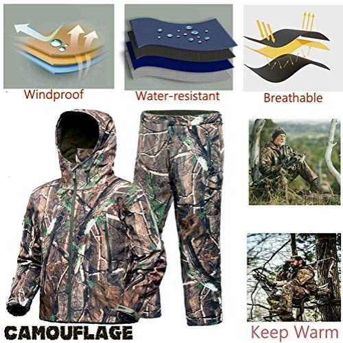 ADAFAZ Hunting Jackets & Pants Water Resistant Hunting Suit Camouf...