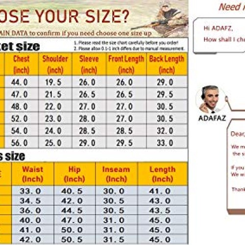 ADAFAZ Hunting Jackets & Pants Water Resistant Hunting Suit Camouf...