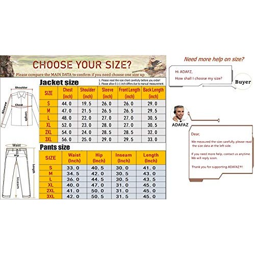 ADAFAZ Hunting Jackets & Pants Water Resistant Hunting Suit Camouf...