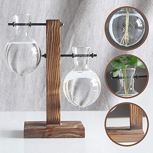 Stand Glass Planter Bulb Vase,ADSRO Glass Flowerpot with Vintage W...