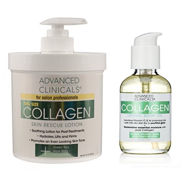 Advanced Clinicals Anti-Aging Collagen Cream and Collagen Body Oil...