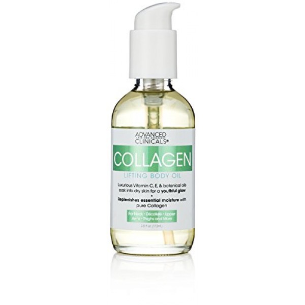 Advanced Clinicals Collagen Lifting Body Oil with Vitamin C, Vitam...