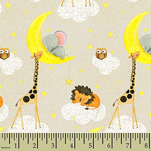 Flannel Comfy Sleepy Nursery Animals Moon Cloud Fabric AE Nathan S...