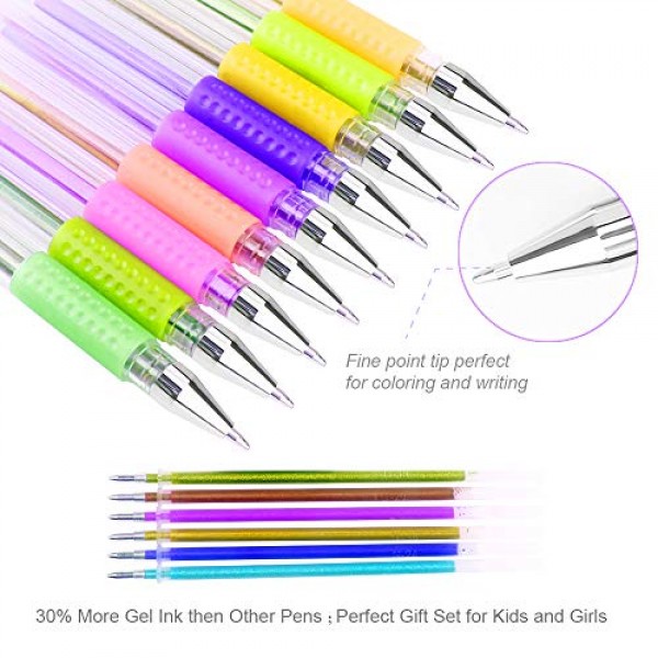 100 Color Glitter Gel Pen Set, 30% More Ink Neon Glitter Coloring ...