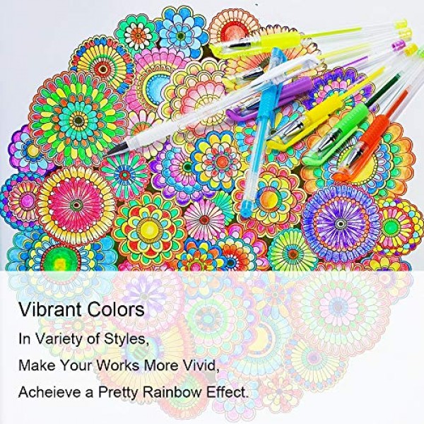 100 Color Glitter Gel Pen Set, 30% More Ink Neon Glitter Coloring ...