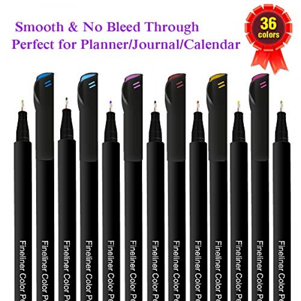 36 Colors Journal Planner Pens, Colored Fine Point Markers Drawing...