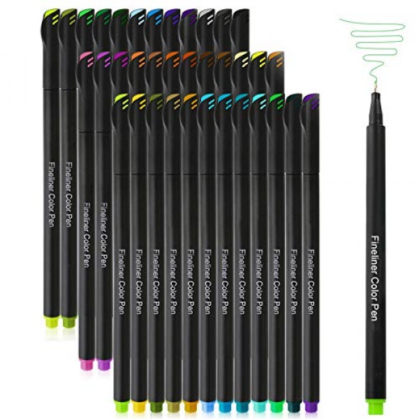 36 Colors Journal Planner Pens, Colored Fine Point Markers Drawing...