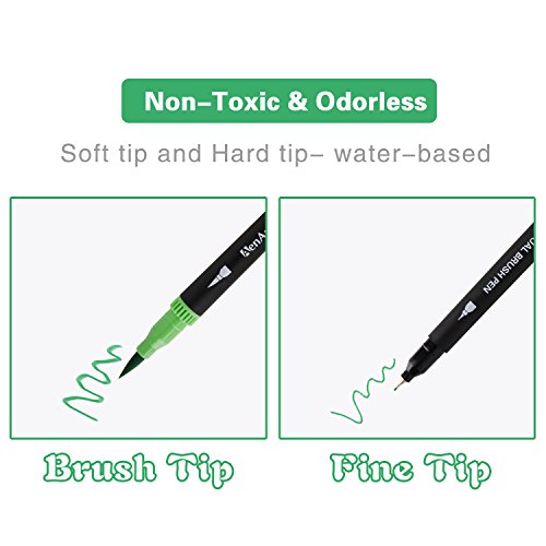 Dual Tip Art Marker Pens Fine Point Journal Pens & Colored Brush M...