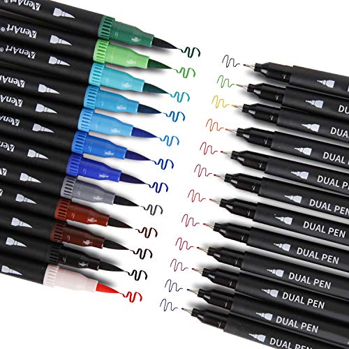 Dual Tip Art Marker Pens Fine Point Journal Pens & Colored Brush M...