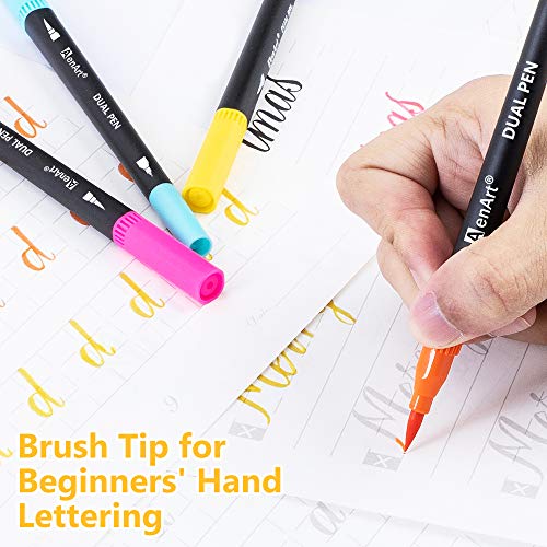 Dual Tip Art Marker Pens Fine Point Journal Pens & Colored Brush M...