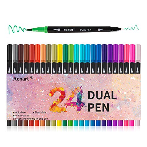 Dual Tip Art Marker Pens Fine Point Journal Pens & Colored Brush M...