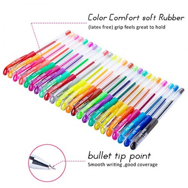 Gel Pens 30 Colors Gel Marker Set Colored Pen with 40% More Ink fo...