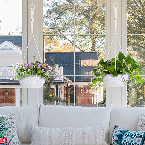 AerWo 2 Pack Hanging Planters for Indoor Plants, 8 Inch Hanging Po...