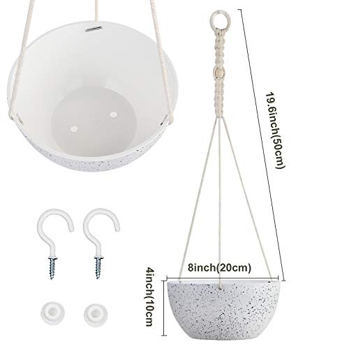 AerWo 2 Pack Hanging Planters for Indoor Plants, 8 Inch Hanging Po...