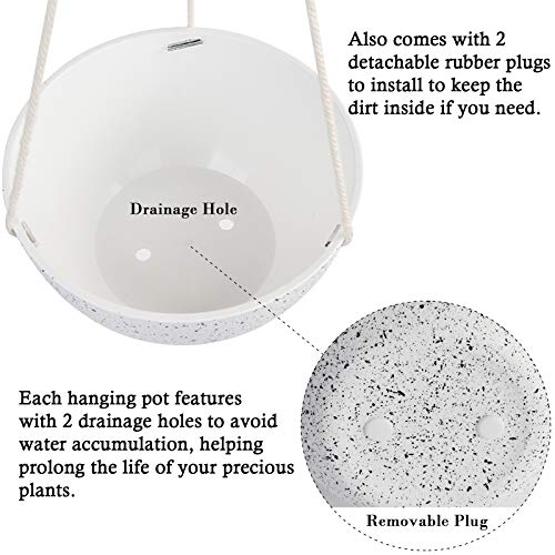 AerWo 2 Pack Hanging Planters for Indoor Plants, 8 Inch Hanging Po...