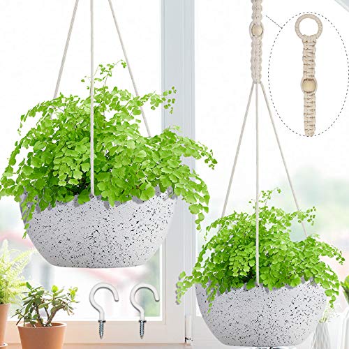 AerWo 2 Pack Hanging Planters for Indoor Plants, 8 Inch Hanging Po...
