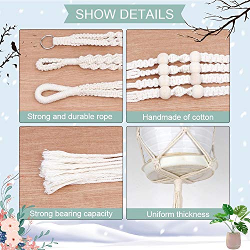AerWo 3 Pack Macrame Plant Hangers Indoor Wall Hanging Planters+ 3...
