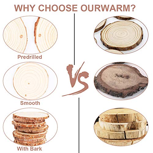 AerWo Natural Wood Slices 50 Pcs 2.7-3.1 Inches Craft Wood Kit Unf...