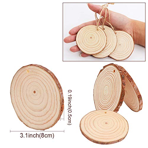 AerWo Natural Wood Slices 50 Pcs 2.7-3.1 Inches Craft Wood Kit Unf...