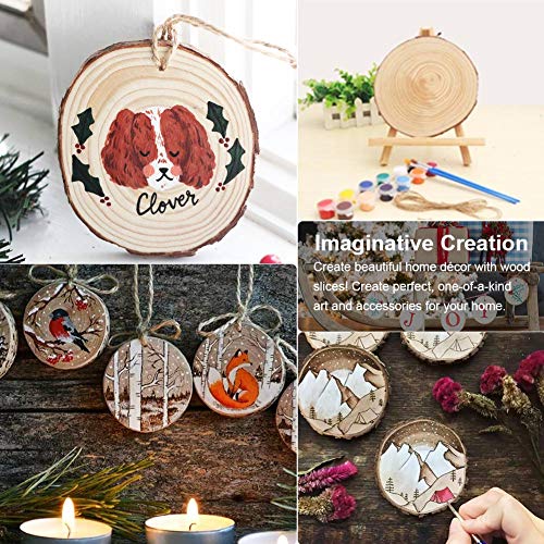 AerWo Natural Wood Slices 50 Pcs 2.7-3.1 Inches Craft Wood Kit Unf...