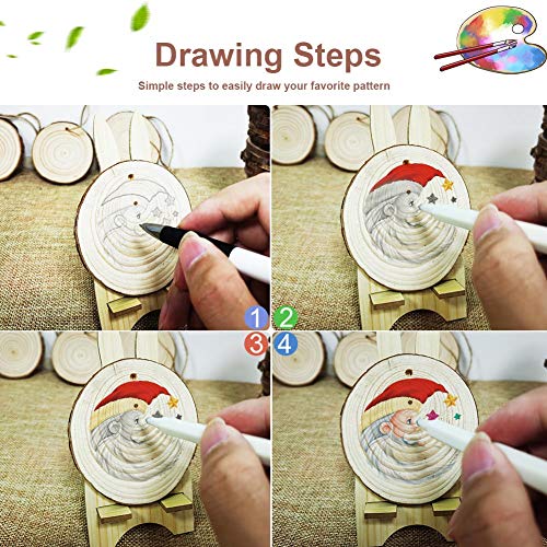 AerWo Natural Wood Slices 50 Pcs 2.7-3.1 Inches Craft Wood Kit Unf...