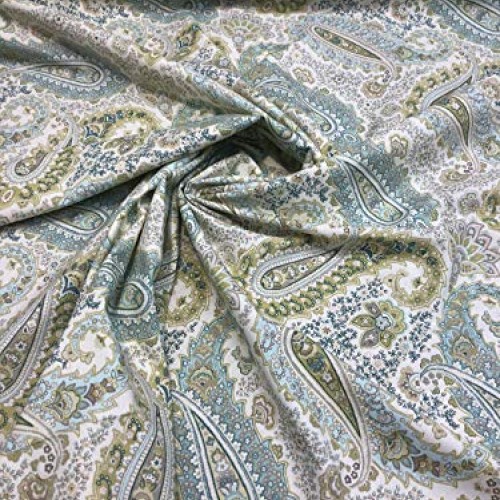 Blue Green Paisley Salisbury Breeze Richloom Fabric By the yard