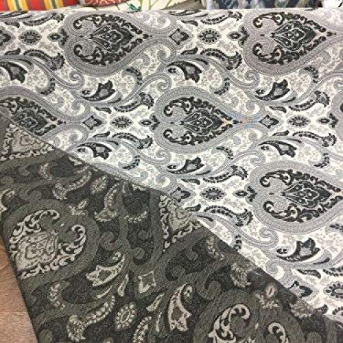 Charcoal Damask Fabric Chenille upholstery Fabric by the yard sofa...