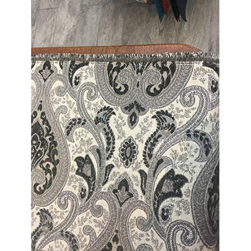 Charcoal Damask Fabric Chenille upholstery Fabric by the yard sofa...