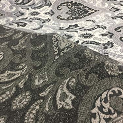 Charcoal Damask Fabric Chenille upholstery Fabric by the yard sofa...