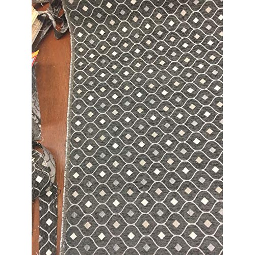 Charcoal Silver Diamond Fabric Chenille upholstery Fabric by the yard