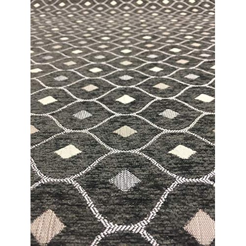 Charcoal Silver Diamond Fabric Chenille upholstery Fabric by the yard