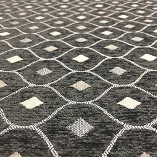Charcoal Silver Diamond Fabric Chenille upholstery Fabric by the yard