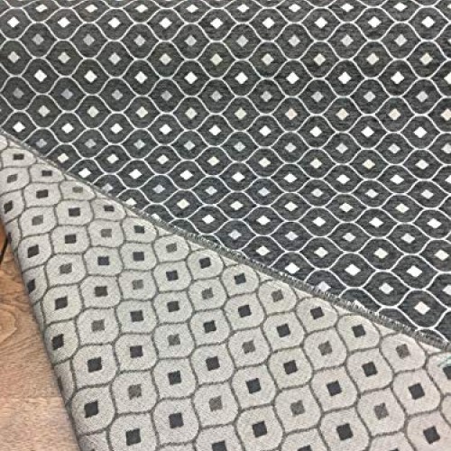 Charcoal Silver Diamond Fabric Chenille upholstery Fabric by the yard