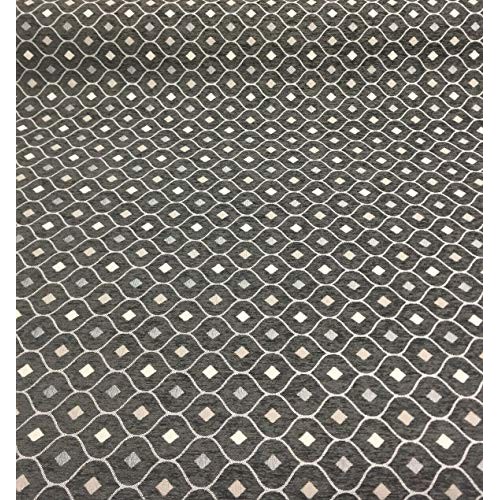 Charcoal Silver Diamond Fabric Chenille upholstery Fabric by the yard