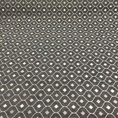 Charcoal Silver Diamond Fabric Chenille upholstery Fabric by the yard