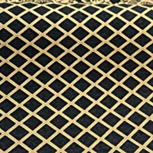 Chenille Damask Print Black Gold Diamond Upholstery sofa Fabric By...