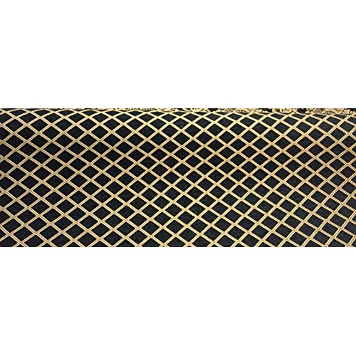 Chenille Damask Print Black Gold Diamond Upholstery sofa Fabric By...