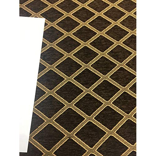 Chenille Dark Brown Gold Diamond furniture Upholstery fabric by th...
