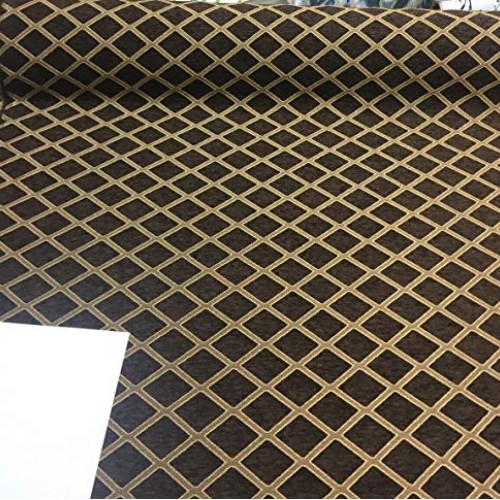 Chenille Dark Brown Gold Diamond furniture Upholstery fabric by th...