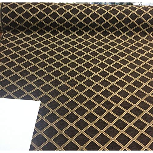 Chenille Dark Brown Gold Diamond furniture Upholstery fabric by th...