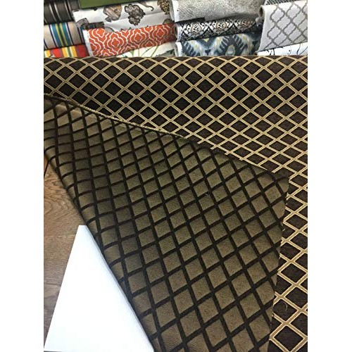 Chenille Dark Brown Gold Diamond furniture Upholstery fabric by th...