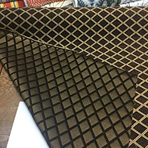Chenille Dark Brown Gold Diamond furniture Upholstery fabric by th...