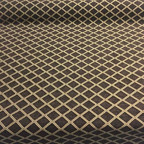 Chenille Dark Brown Gold Diamond furniture Upholstery fabric by th...
