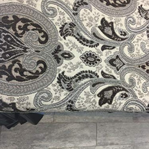 Dark Brown With Silver Damask Fabric Chenille upholstery Fabric By...