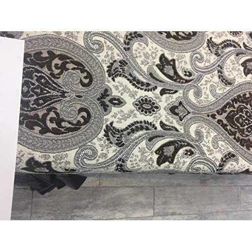 Dark Brown With Silver Damask Fabric Chenille upholstery Fabric By...