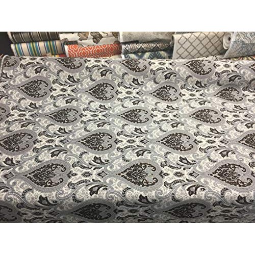 Dark Brown With Silver Damask Fabric Chenille upholstery Fabric By...