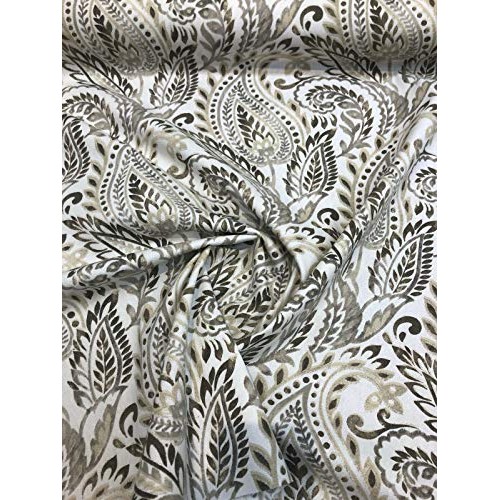 F calgura Paisley Floral Linen Color Fabric by The Yard