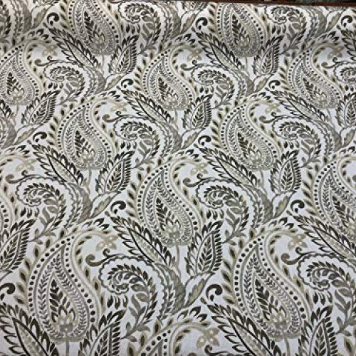 F calgura Paisley Floral Linen Color Fabric by The Yard